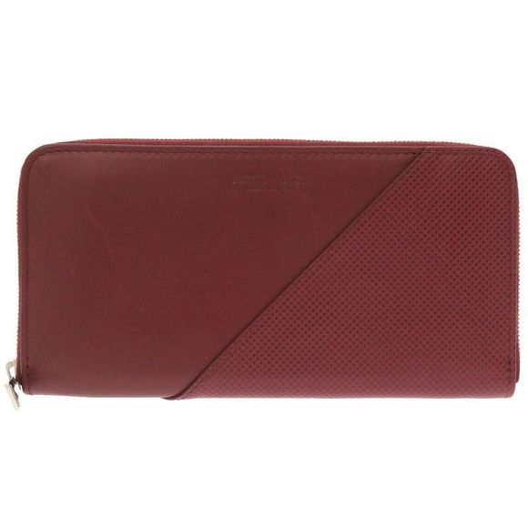 Bottega Veneta Handbags - Bottega Veneta Marco Polo Leather Bordeaux 573431 Round Zipper Long Wallet Red